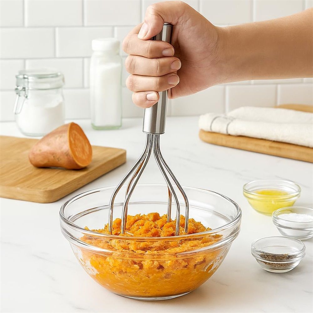 Kitchen 2-In-1 Mix Potato Masher, Stainless Steel, For Potatoes, Vegetables, Fruits, Guacamole, Baby Food, And Eggs — image 5