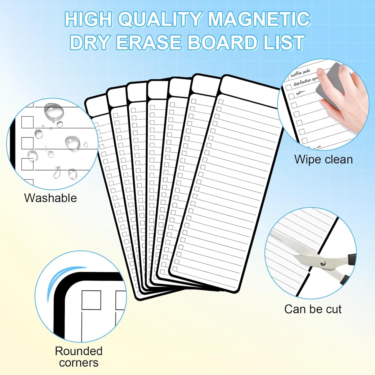 7-Piece Magnetic Dry Erase to-Do List White Board, 4'x11', Multifunctional Weekly Planner, Chore Chart, Planner for Refrigerator — image 4