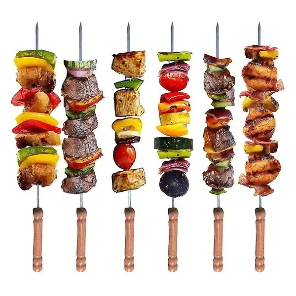 20 Pack Stainless Steel BBQ Skewers with Wooden Handles, Twisted Non-Slip Design for Grilling, Camping and Outdoor Cooking, 30 cm โ image 4