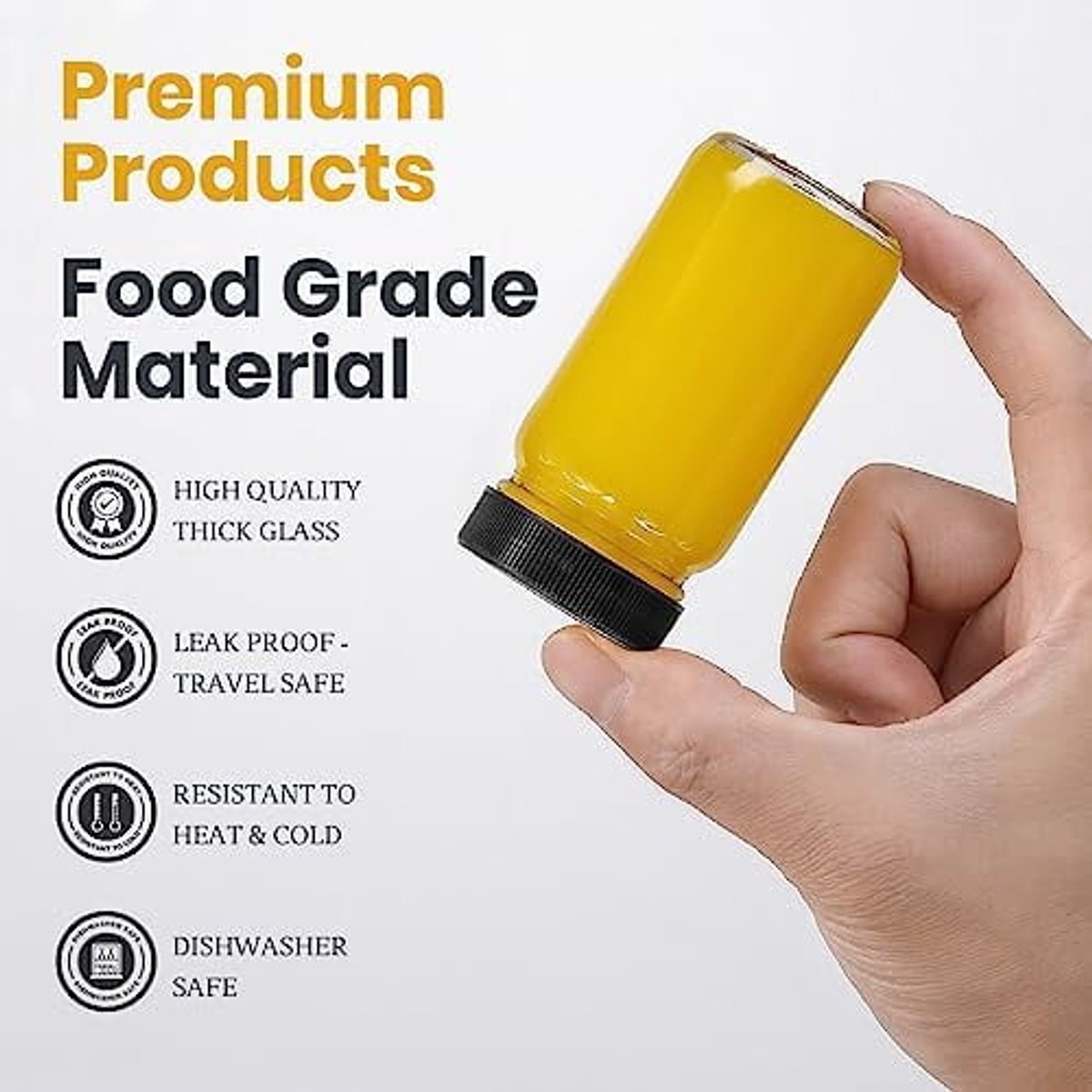 Glass Jars with Lids - 15 x 2 oz Jars - Includes 15 Labels - Clear - Perfect for Ginger Smoothies, Health Drinks, Juices, etc. - Travel Essential โ image 3