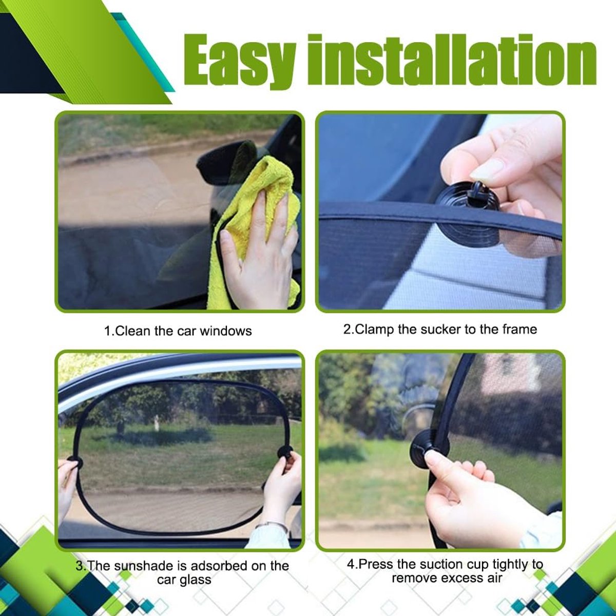 Car Side Window Sunshade - 2 Pieces - UV Protection - Car Sunshade for Baby & Child - Car Window Sun Protection - Car Sunshade - Car Accessories - Universal — image 2