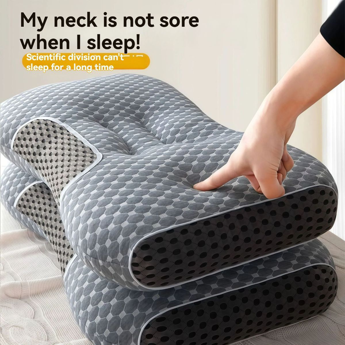 Knitted Neck Pillow Ultra Soft Pillow Breathable Pillow Moisture Wicking Pillow - Black - Size 700g