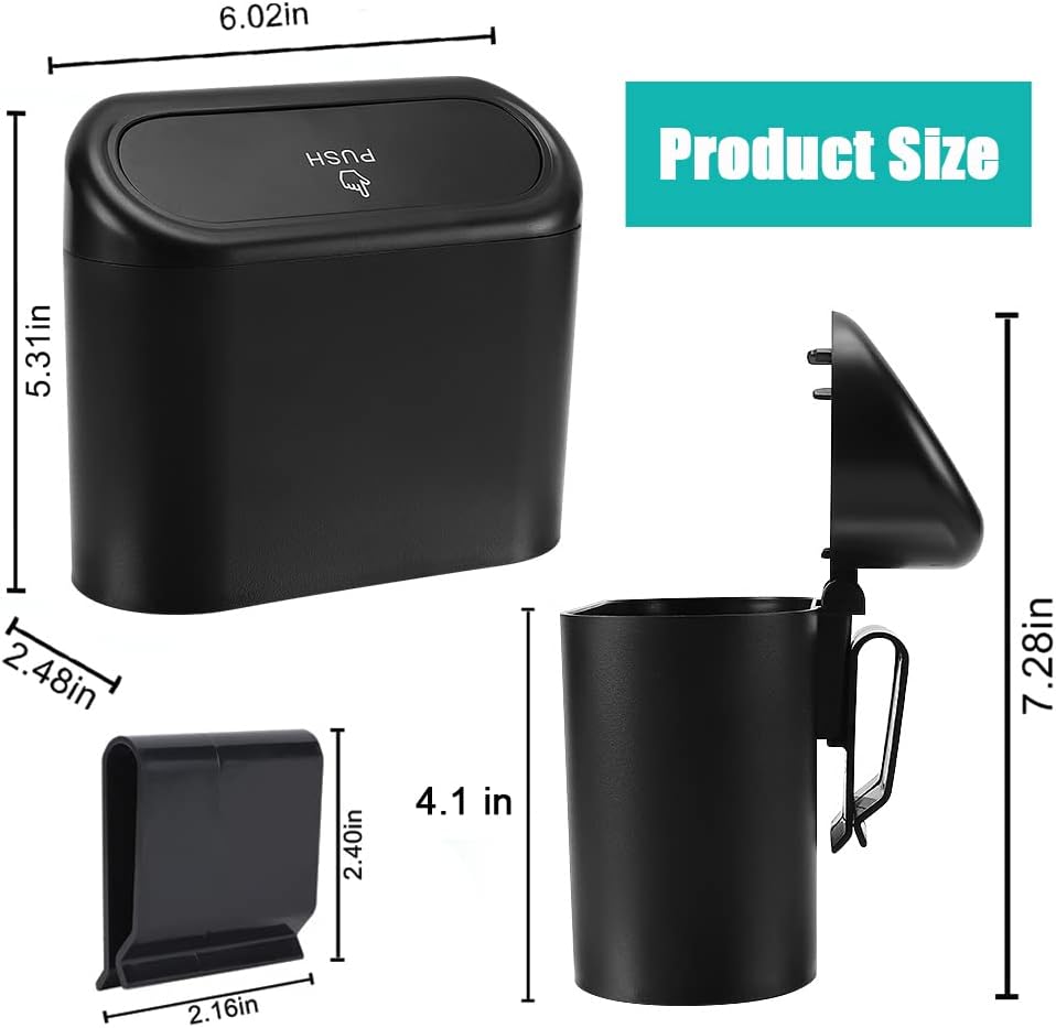 Car Trash Can with Lid + Mini Car Garbage Bags for Auto Trash Bin — image 4