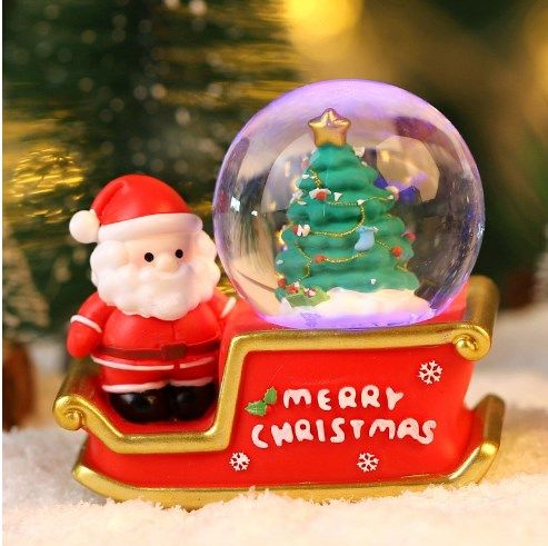 Santa Sleigh Ornament Crystal Globe Ball Light Resin Desktop Christmas Decoration with Battery For Gifts Home — image 6