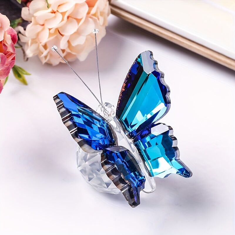 brown powder**"Crystal Wing Radiance" | 5.5cm Gradient Crystal Butterfly Sculpture — Poetry Captured in a Moment, an Eternal Gift Illuminating Space and — image 5