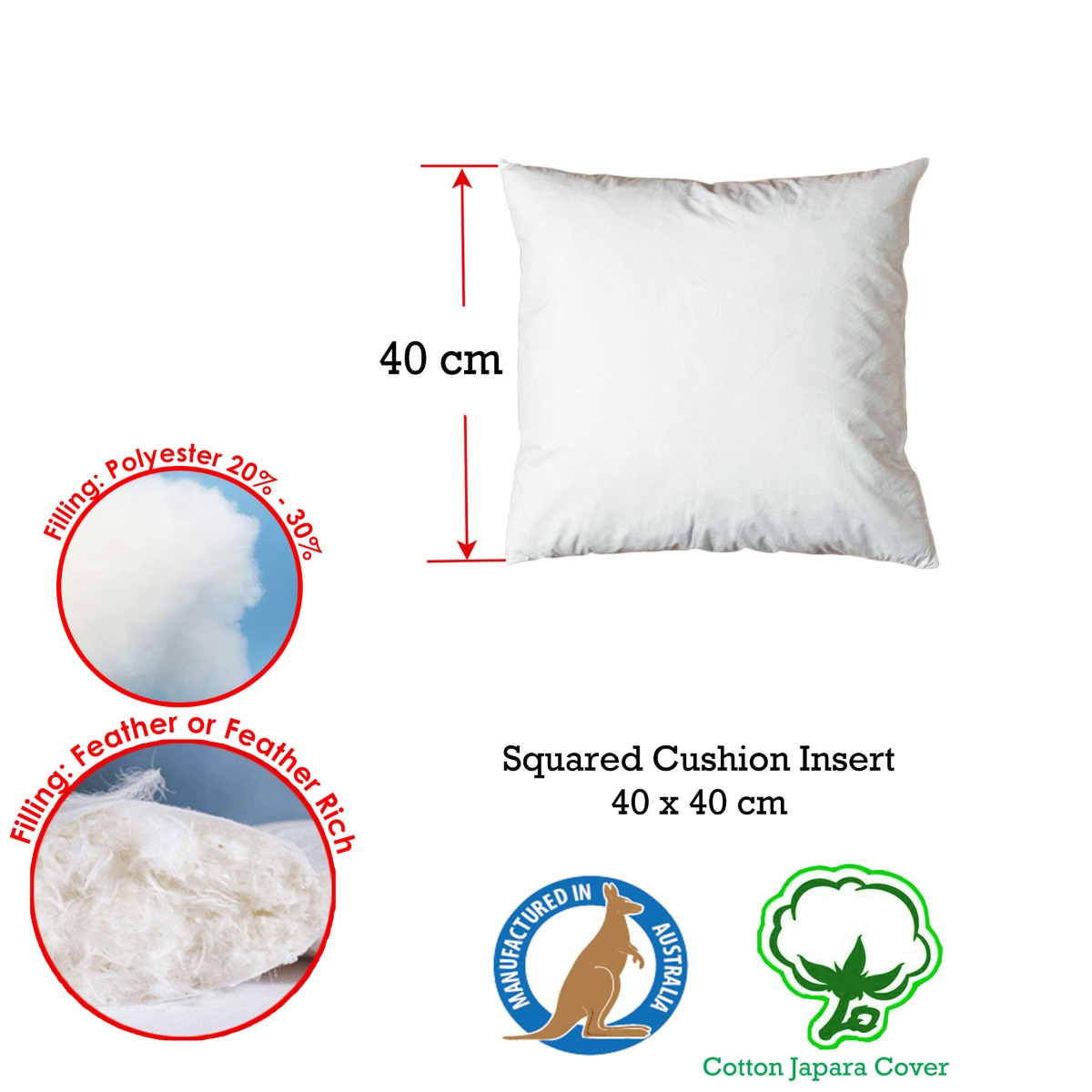 Duck Feather Rich Fill Cushion Inserter Square 40 × 40cm — image 2