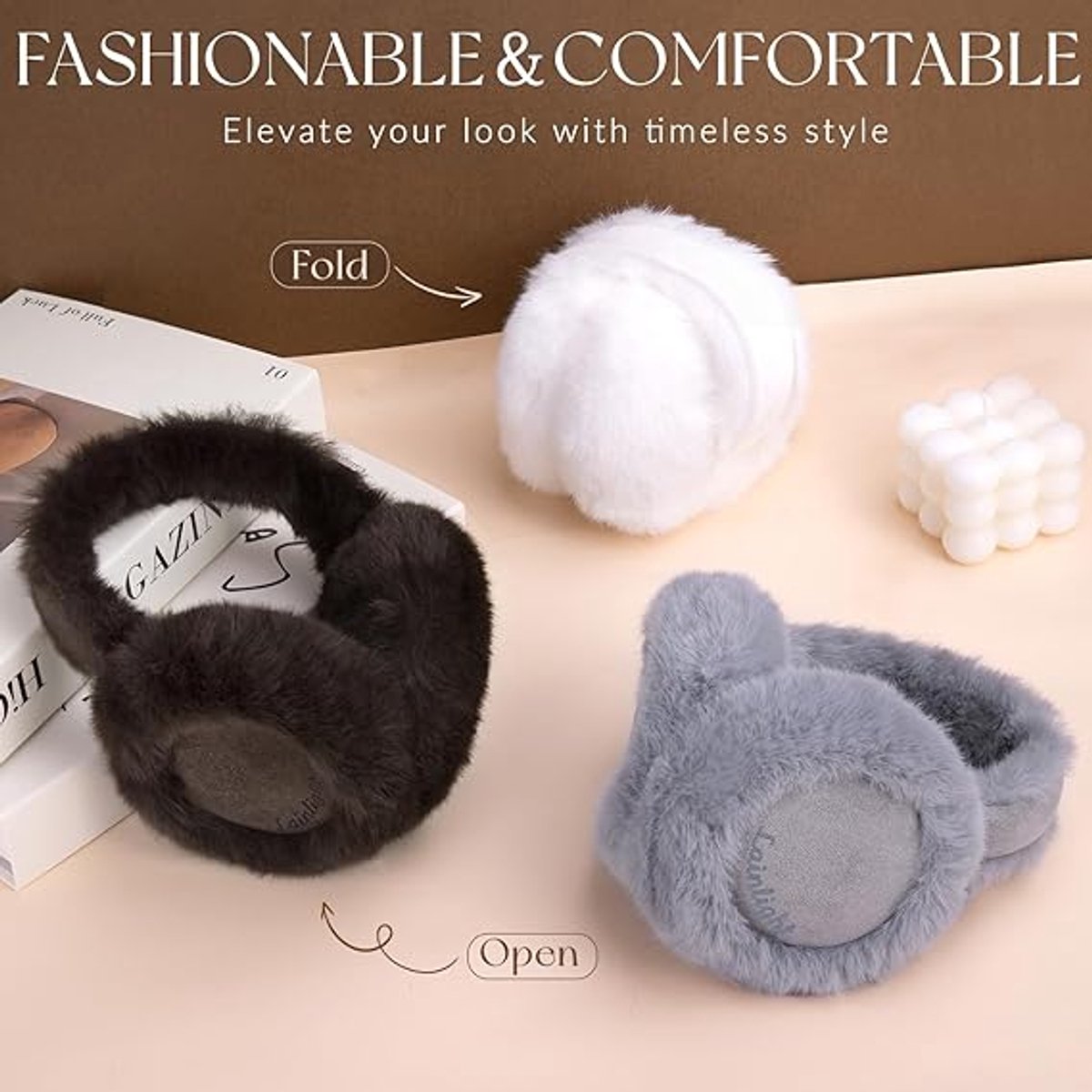 Warm earmuffs - Foldable, cute plush earmuffs - Soft and skin-friendly - Stylish and versatile - Protect your ears from the cold - grey — image 5