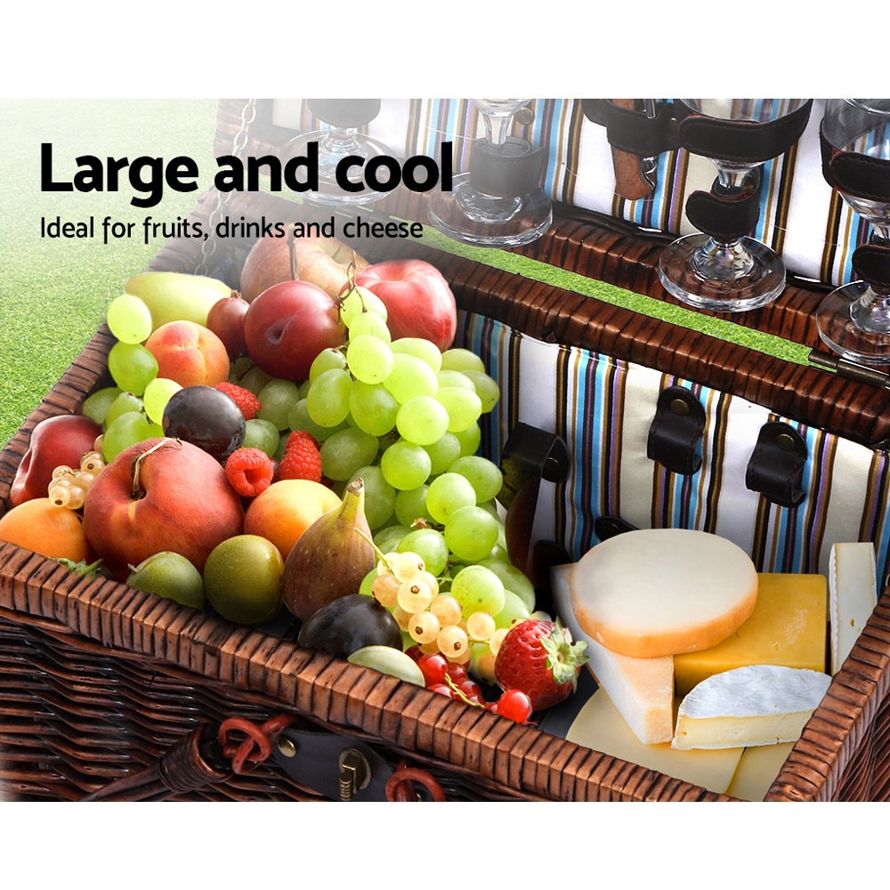 Alfresco 4 Person Picnic Basket Set Deluxe Folding Outdoor Insulated Liquor bag โ image 6
