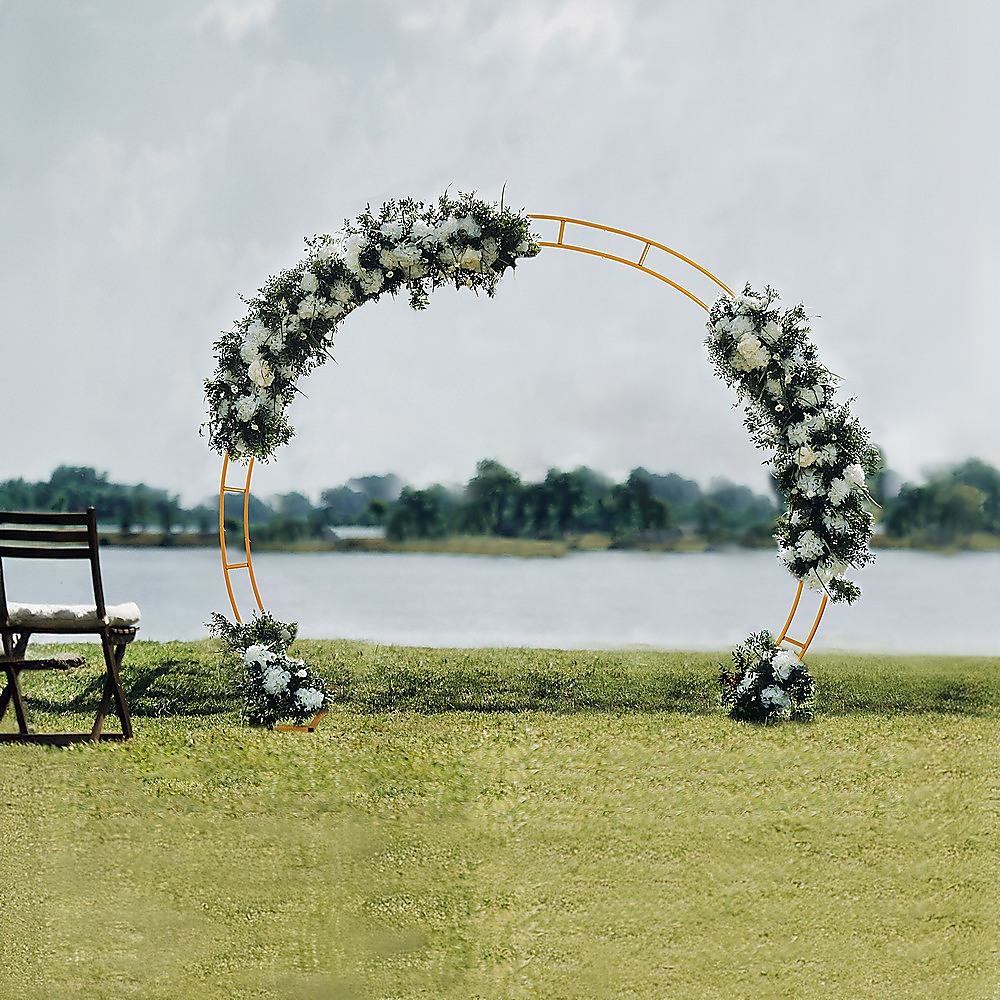 260cm Gold Metal Wedding Arch Round Balloon Birthday Party — image 2
