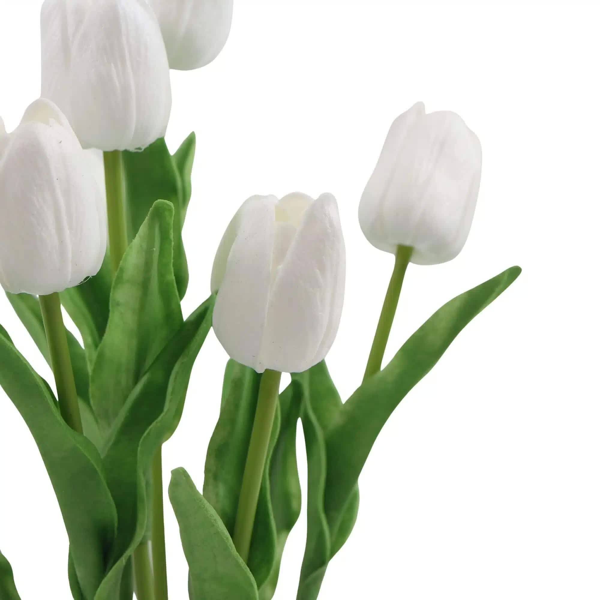 Flowering White Artificial Tulip Plant Arrangement With Ceramic Bowl 35cm โ image 3
