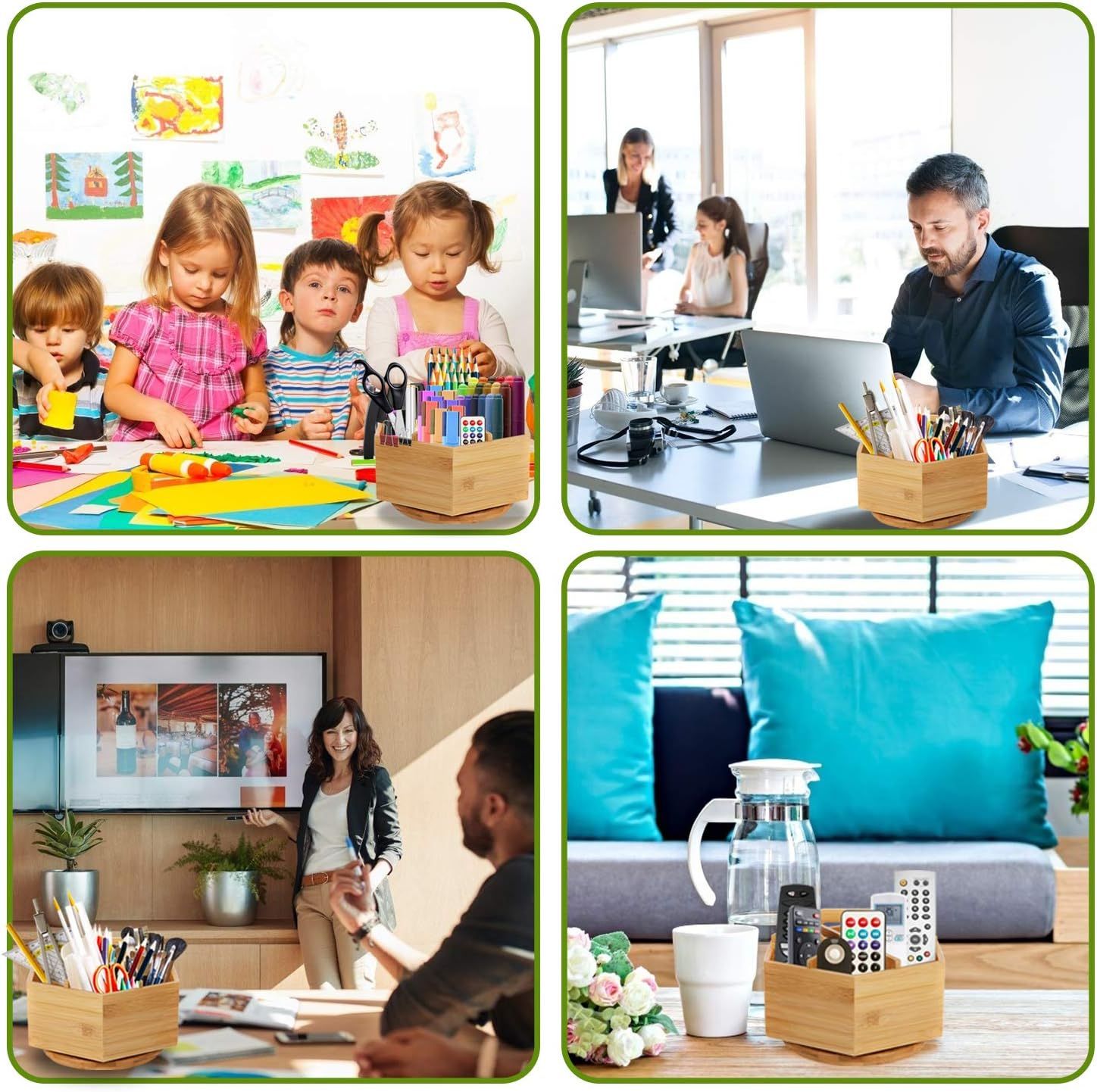 Hexagonal Bamboo Pencil Holder 360 Degree Rotating โ image 6