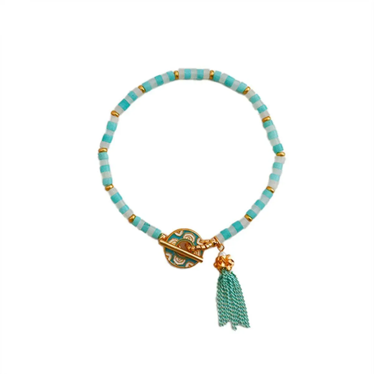 New Chinese Fashion Blue Beaded Bracelet Fringe Simple Elegant Jewelry — image 2