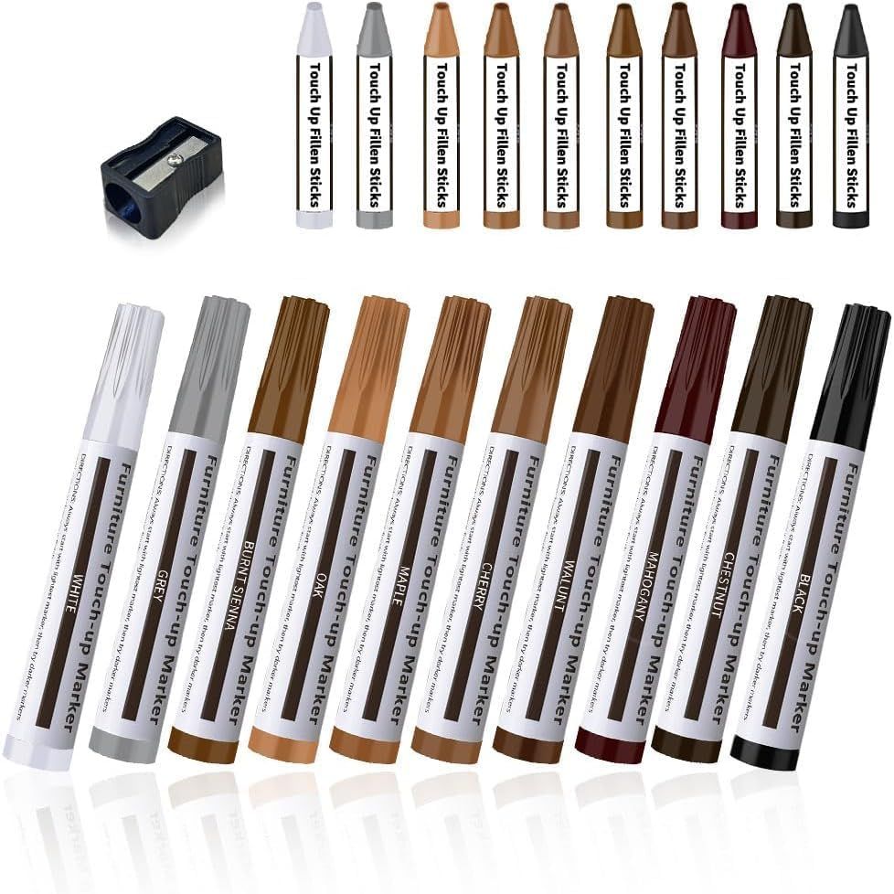 Repair Pen Wooden urniture loor Scratch Repair Markers and Wax Sticks Set o 21 or Stains, Scratches, Wood loors, Tables, Desks, Carpenters, Bedposts, Touch