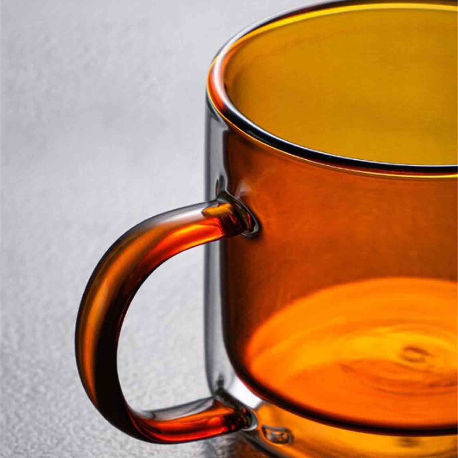 Double Walled Insulated Glass Mug Colorful Transparent Mug with Handle Coffee Cup — image 3