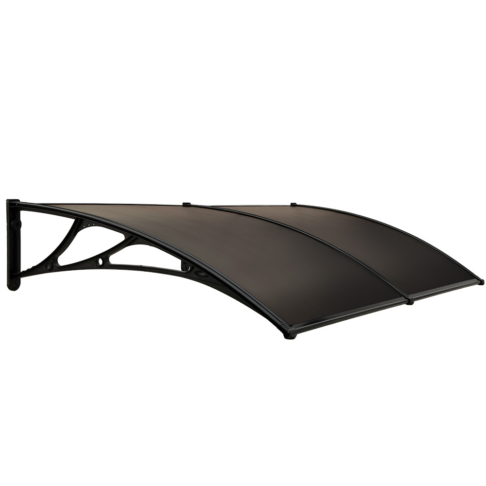 SHADE SHIELD 2 × 1m Aluminium Exterior Awning, Black DIY External UV Rain Protection Grey Tinted Polycarbonate Canopy Cover — image 5