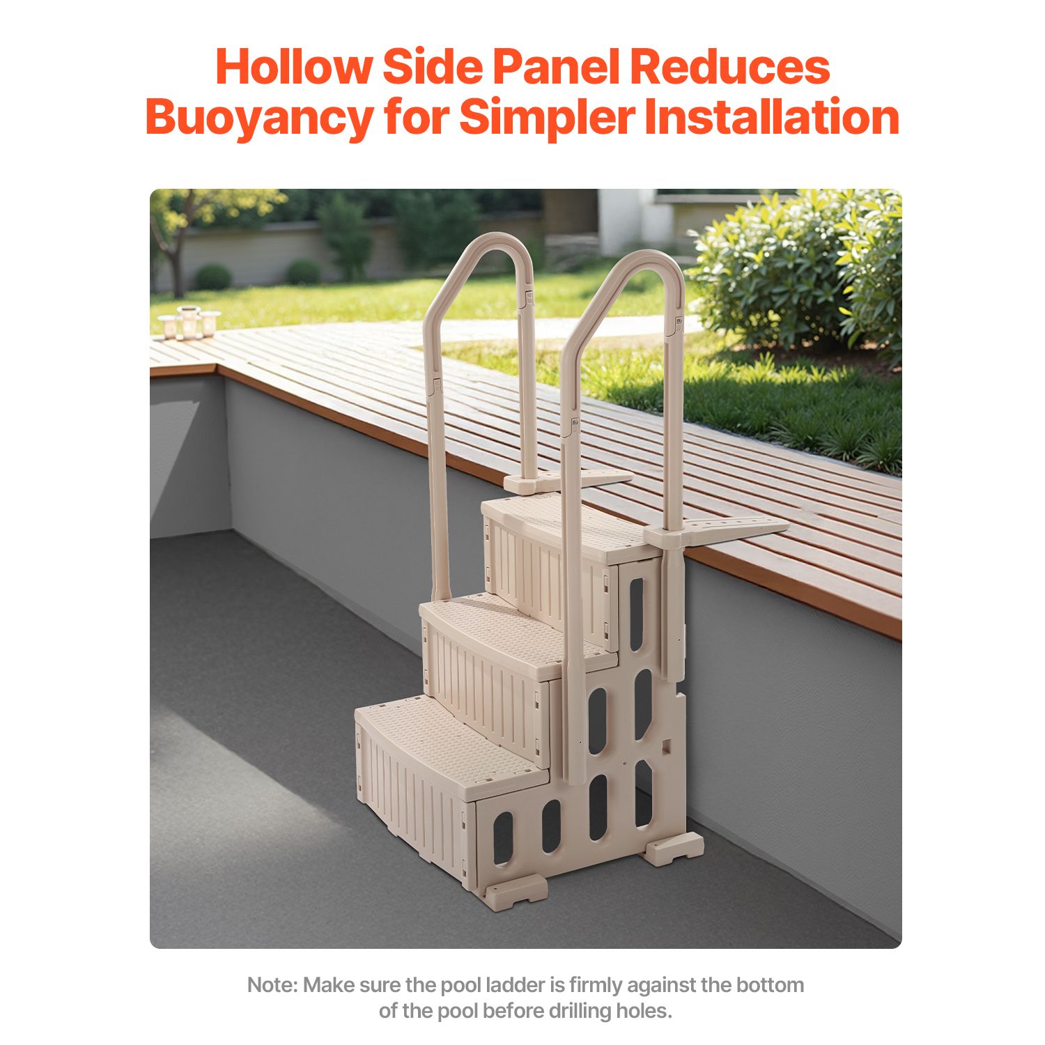 3-Step Taupe Robust Pool Ladder of 2 Handrails for 914.4-1219.2 mm Pools — image 4