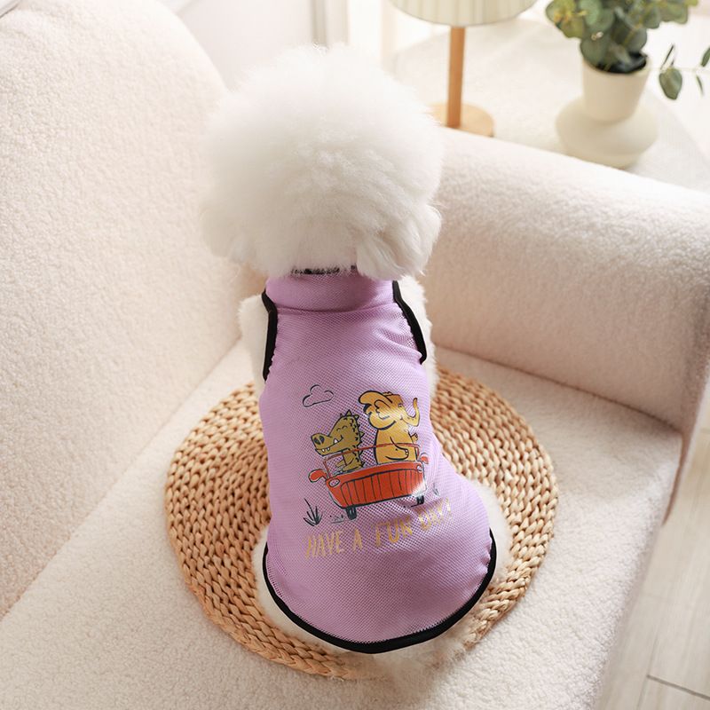 Pet Mesh Vest Polyester Trendy Cartoon Style Mesh vest-elephant crocodile