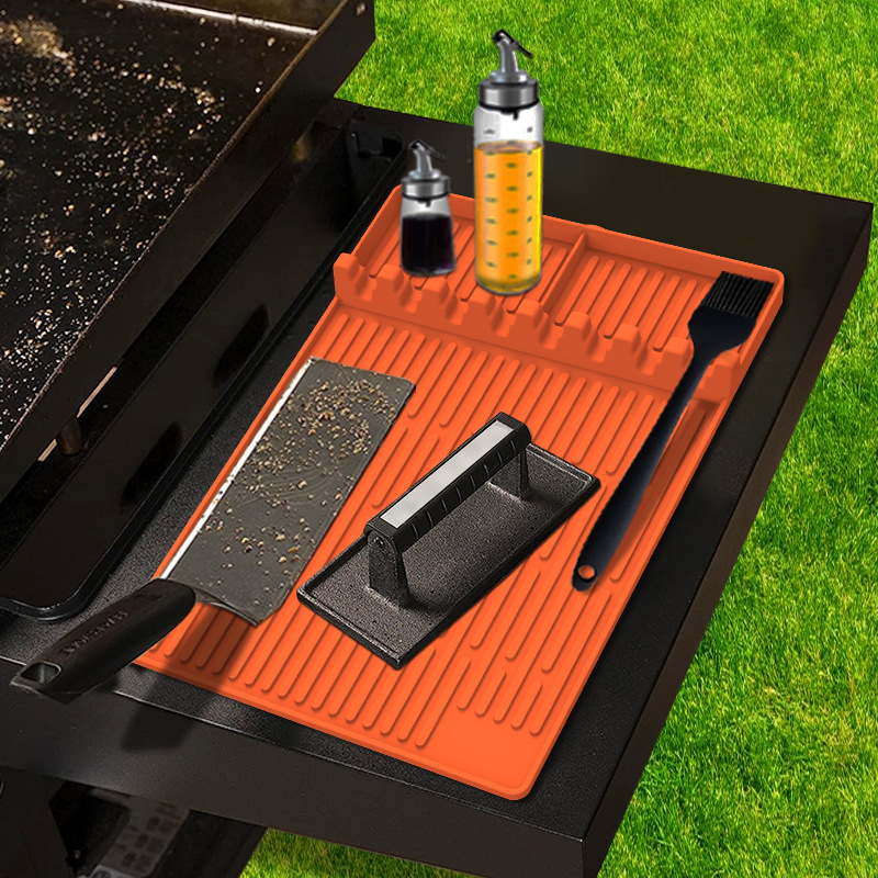 Orange Silicone BBQ Grilling Mat - Heat Resistant Side Rack Protector for Grills and Baking Trays — image 2