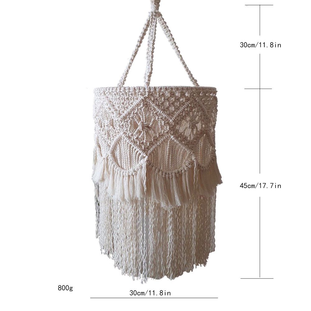 Lamp Shade Hanging Light Cover Modern Handwoven Chic Tassel Boho Light Shade Lampshade for Bedroom Dorm Room Home Office Restaurant(Bulb Not Included) — image 4