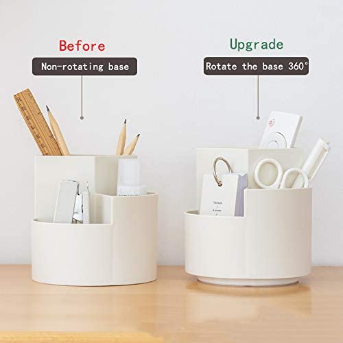 360 degree rotating multi-functional pen holder with 3 separate layer for office desk organiser (Pink) — image 5