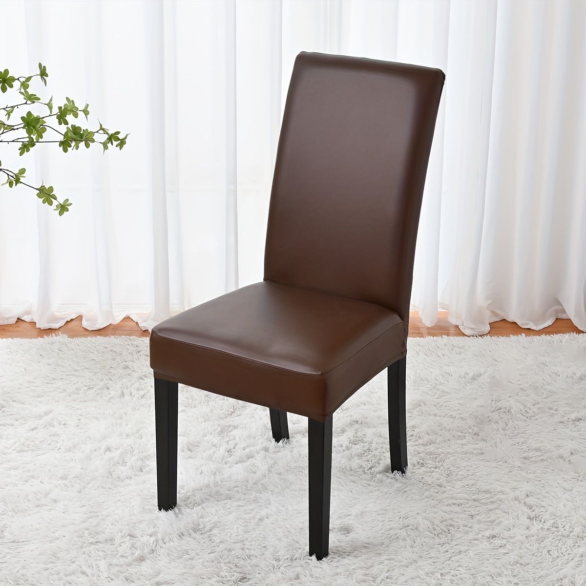 Stretch Dining Chair Covers Waterproof PU Leather Chair Slipcovers Chair Protector Cover Universal Chair Covers for Dining Room Kitchen Hotel (Set of — image 3