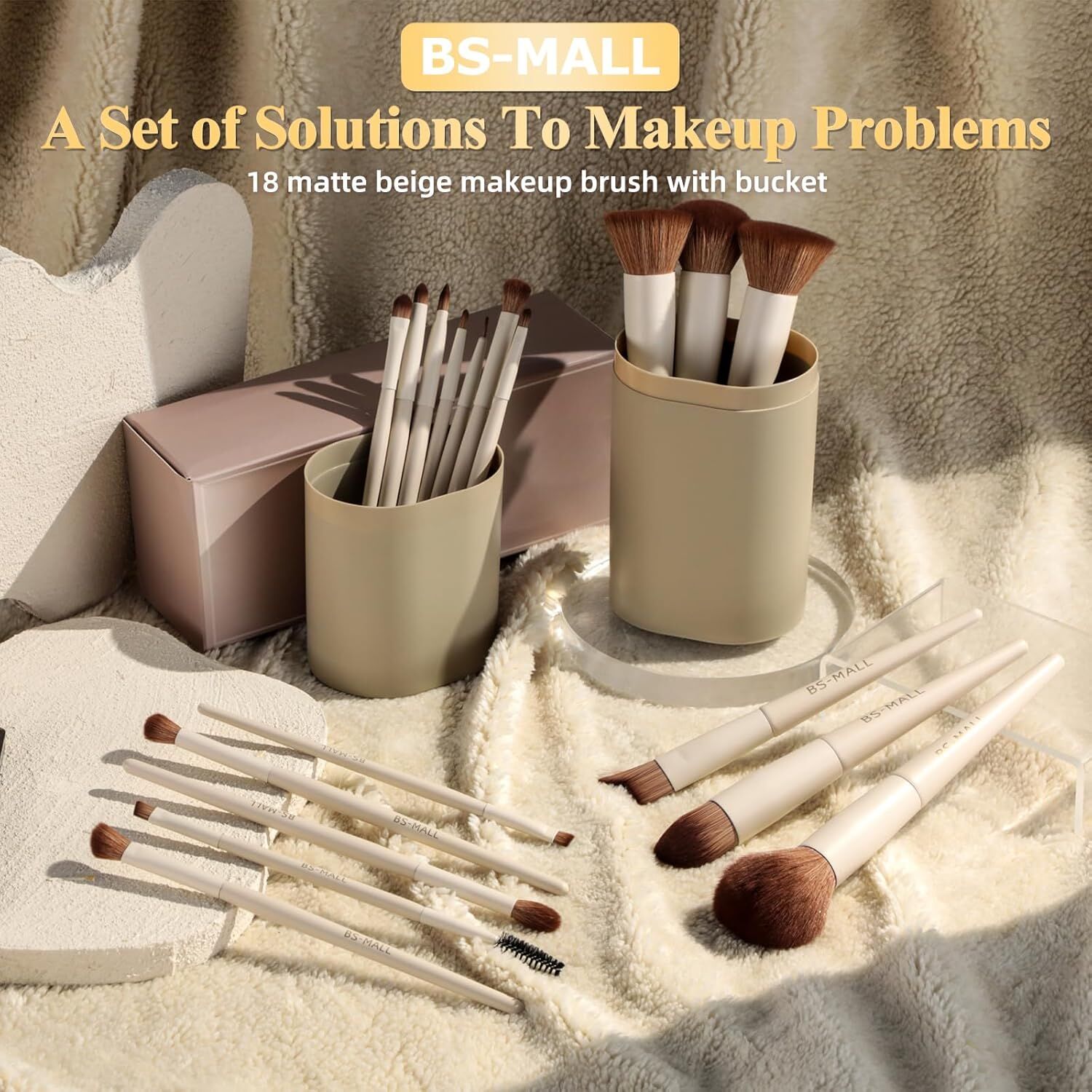 Matte Beige Makeup Brush Set (18-Piece): Professional, Cruelty-Free for Foundation, Blush & Eyeshadow — image 6