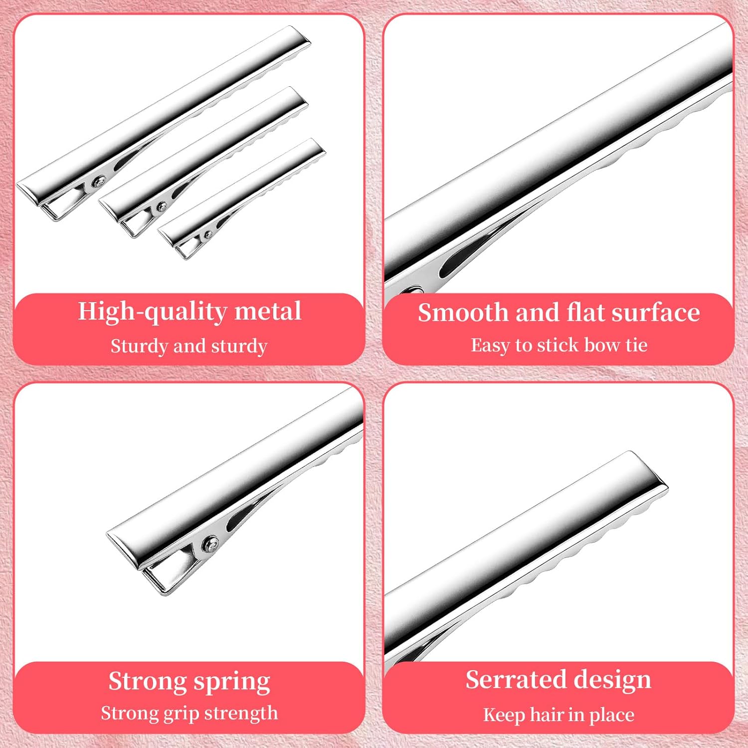 30-Pack Alligator Hair Clips - 3 Sizes (3" 2.2" 1.8") Large Metal Silver Hair Clips for Bow Making, Crafts, Salon Styling - Strong Hold Single Prong Hair Grip β image 4