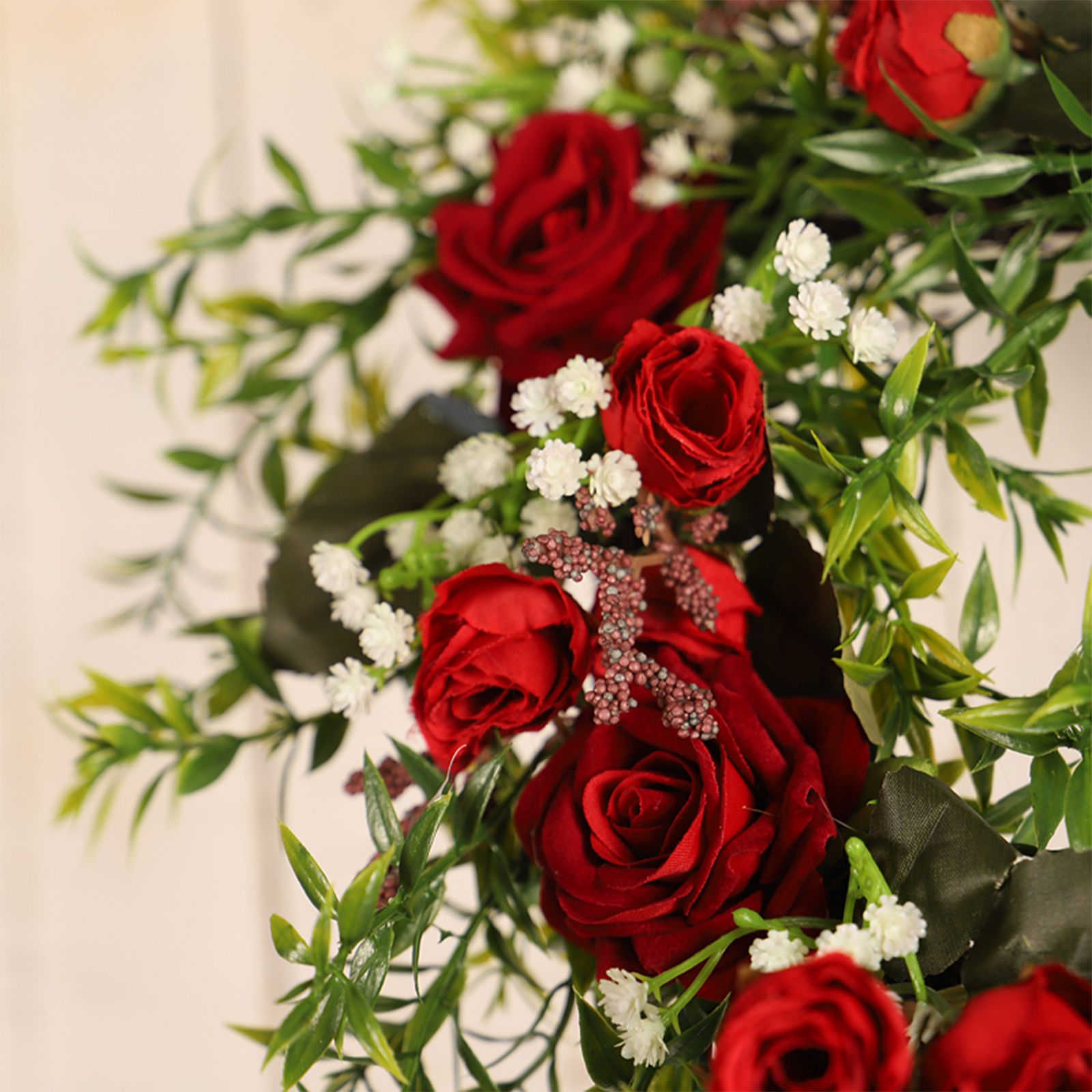 Valentine's Day Wreath Decoration Artificial Rose Ribbon Wreath Heart Shaped Simulated Spring Wedding Wreath — image 6