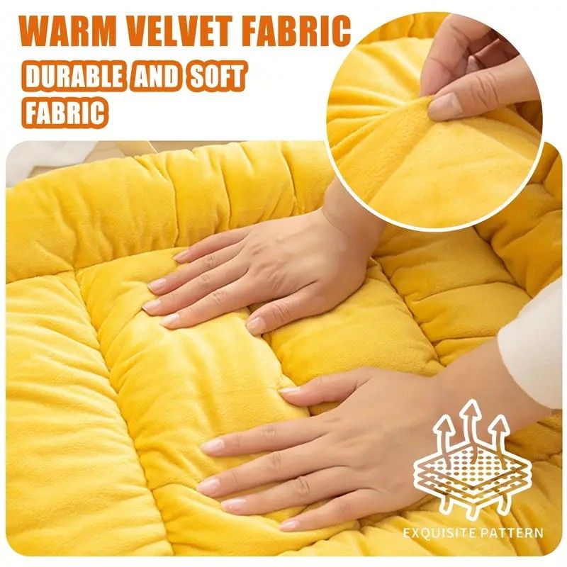 Winter Thick Fleece Seat & Back Cushion Set - 90cm Sofa Office Chair Warmer （dark green） — image 2