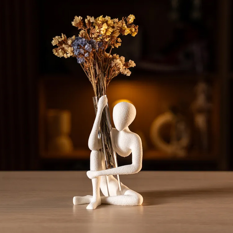 This "Blooming" vase stand adds a touch of nature to your space. White, single piece — image 2