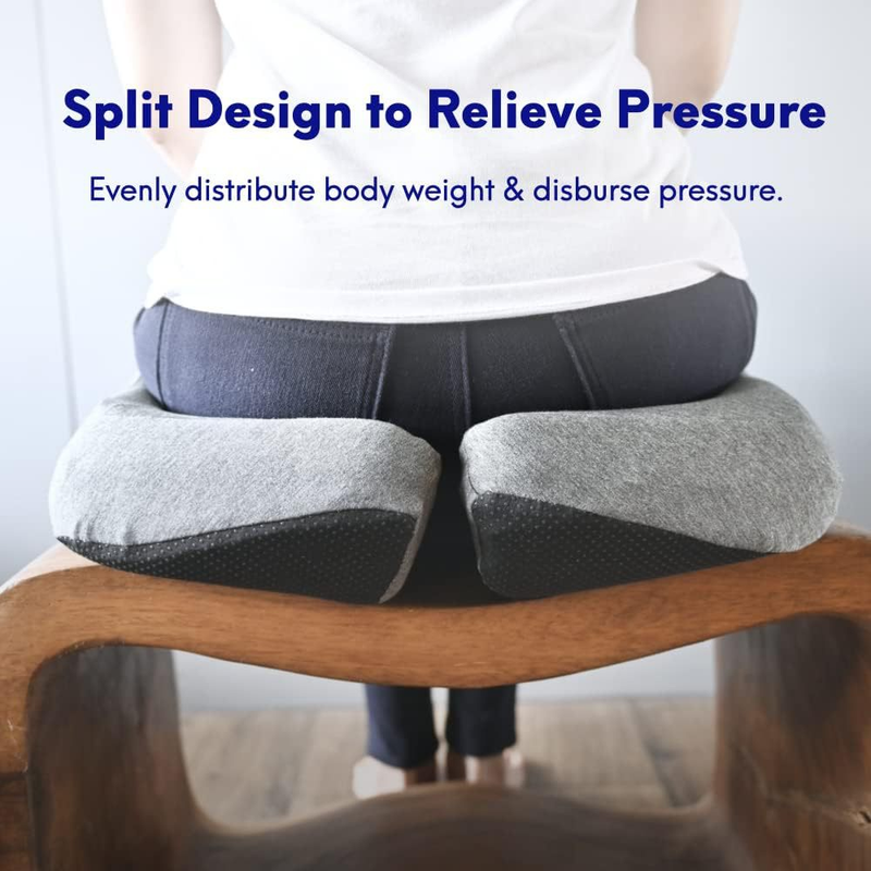 Pressure Relief Seat Cushion for Long Sitting Hours on Office/Home Chair, Car, Wheelchair - Extra-Dense Memory Foam for Hip Blue and gray — image 4