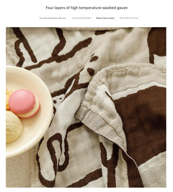 Brown Bear Pattern Soft and Absorbent 4-Layer Cotton Bath Towel for Adults and Children | Cartoon Design | 80*160 cm | Perfect for Bathing and โ image 3