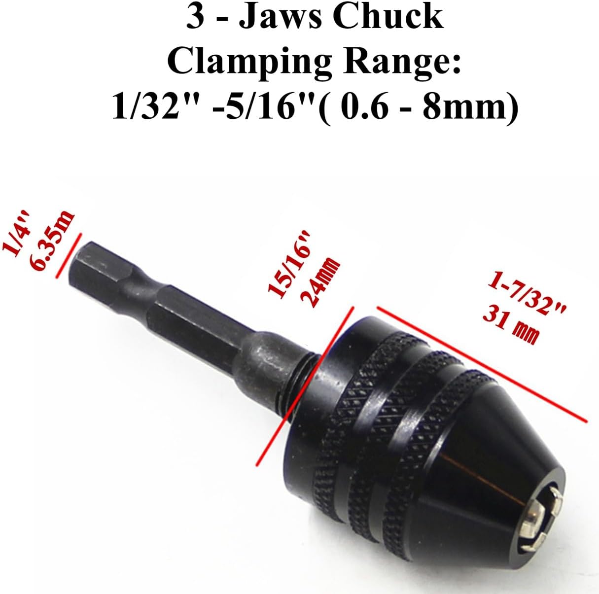 Drill Bit Adapter with 1/4 Hex Shank - 3Pcs Small Drill Chuck Extension for Impact Driver (0.6-8mm,0.3-3.6mmX2) โ image 2