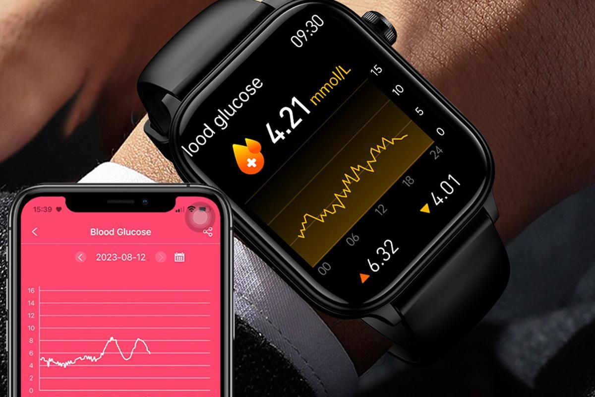 Smart Watch 1.96-Inch ECG Fitness Tracker with Heart Rate Blood Oxygen Blood Glucose Uric Acid and Blood Lipid 100 Sports Modes Activity Tracker-Black — image 5