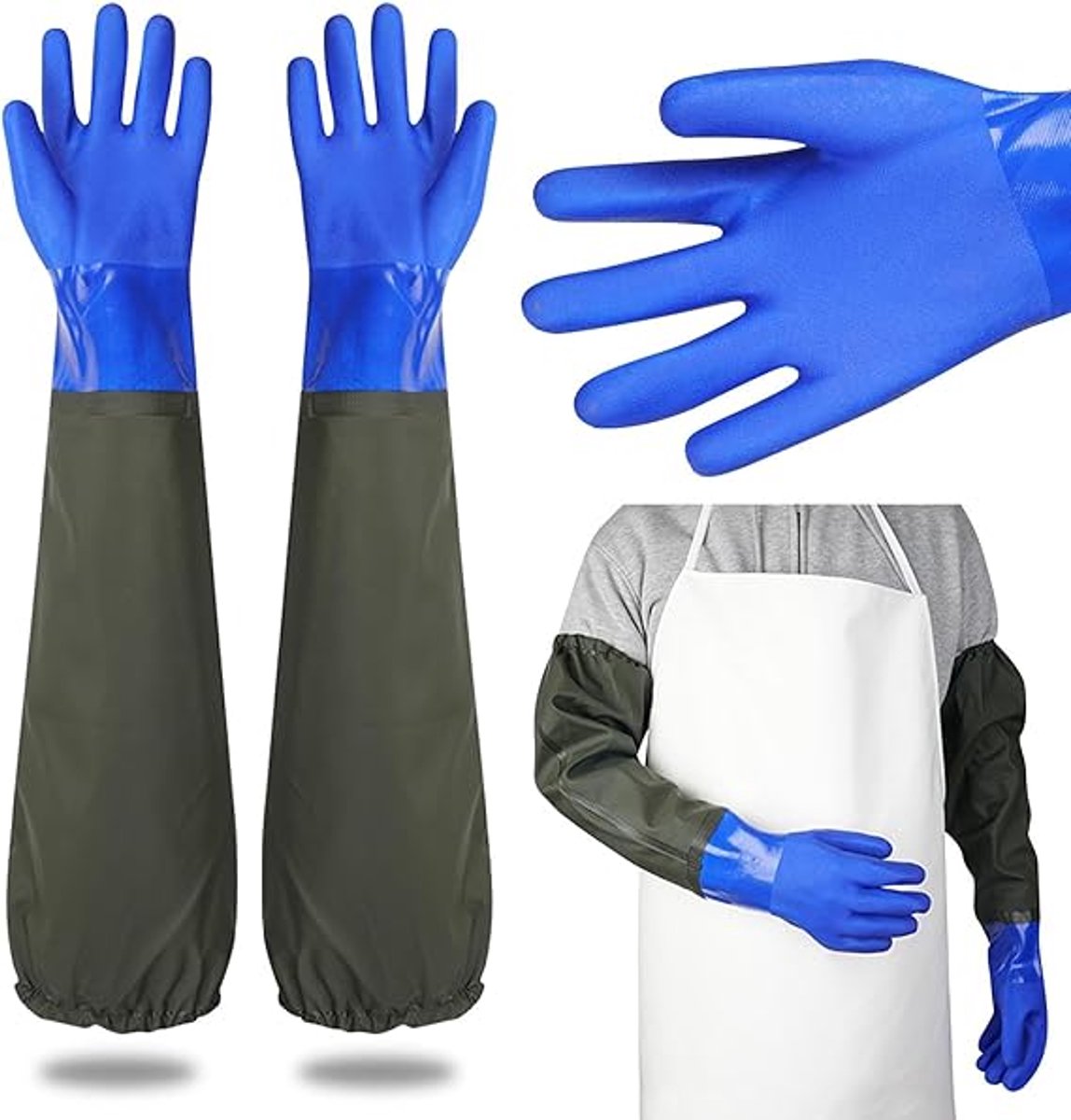 Long rubber Gloves - Waterproof gloves - Pond gloves - Car wash gloves - Clothing gloves - Care gloves - Waterproof/oil-resistant/acid- and alkali-resistant