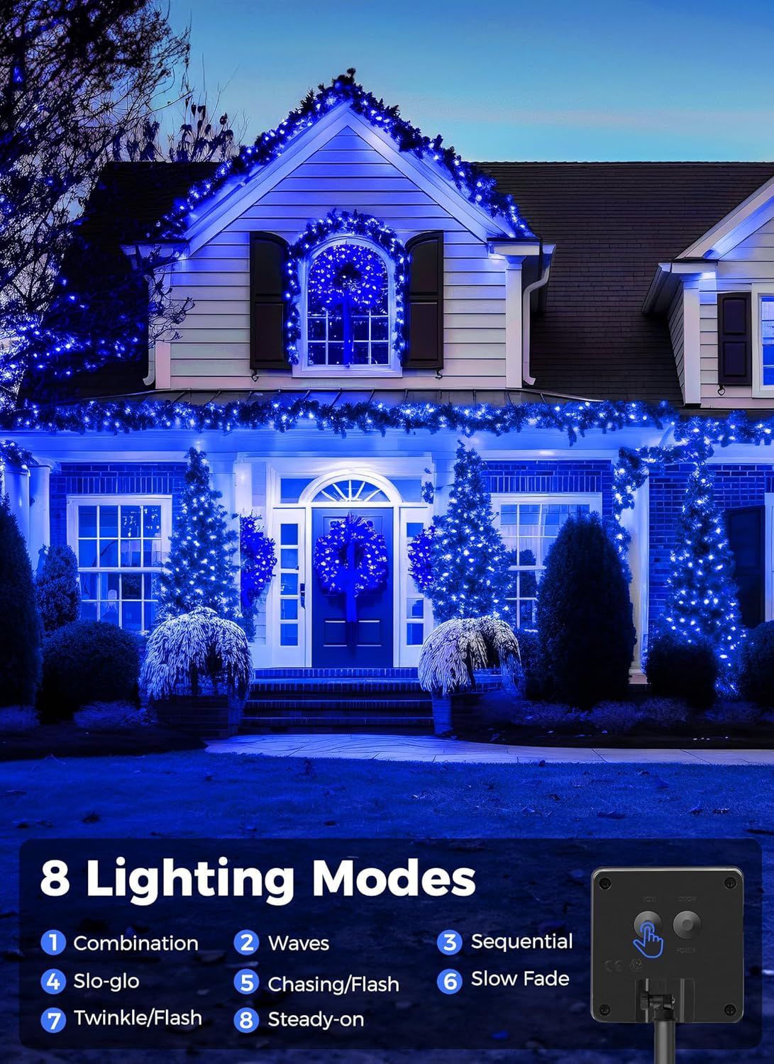 Solar String Lights Outdoor Waterproof, LED Outdoor Light | Solar Fairy Lights with 8 Lighting Modes, IP65 Waterproof Solar Christmas Halloween — image 2
