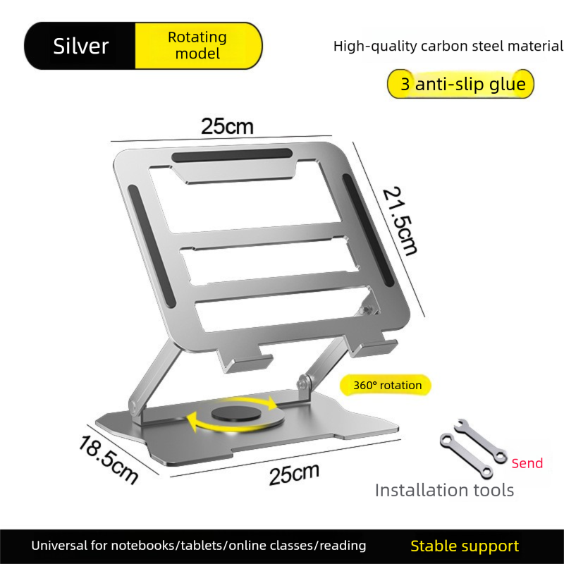 360° Rotating Laptop Stand(Silver) & Magnetic Mechanical Timer(Beige) Set - Ergonomic Cooling Desk Organizer for Study, Cooking & Productivity — image 6