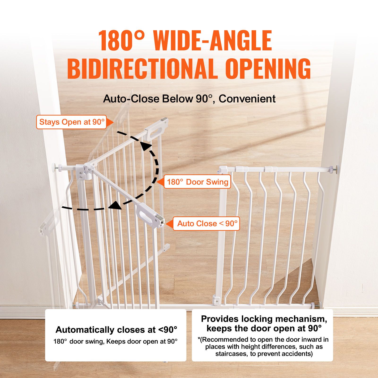 Baby Gate, 749-1229 mm Extra Wide, 762 mm High, Dog Gate for Stairs Doorways and House, Easy Step Walk Thru Auto Close Child Gate Pet Security Gate with — image 4