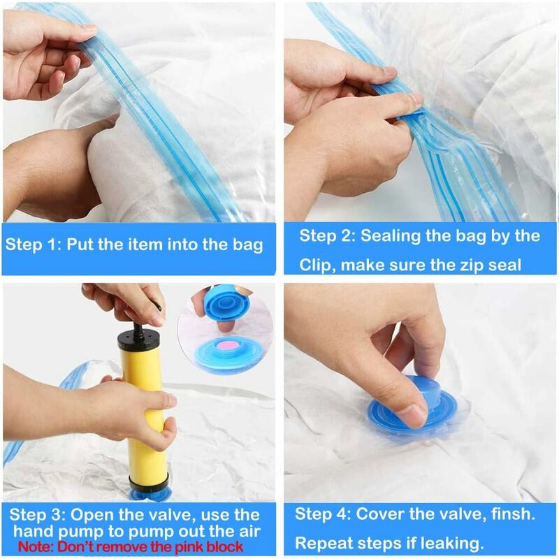 4 Pack Vacuum Storage Bags (2 Jumbo 100 × 80Cm, 2 Large 80 × 60Cm), Waterproof Bag For Duvets, Pillows, Clothes With Travel — image 3