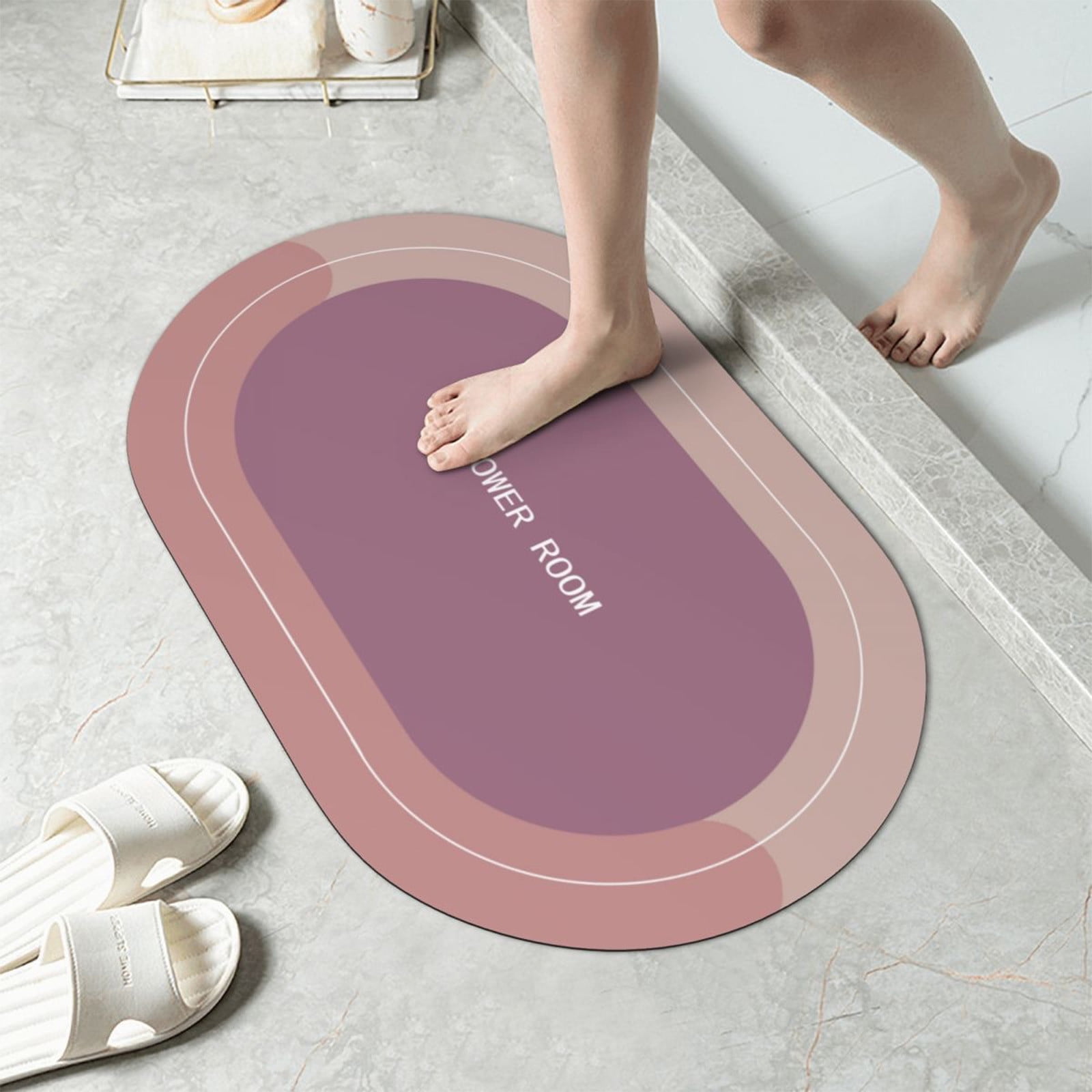 Oval Bathroom Rugs, Extra Soft Absorbent Bath Mat, 15.7"x23.6" Quicker Dry Washable Bath Mats for Bathroom, Tub and Shower, Non-Slip Bathroom Rug Pink — image 4