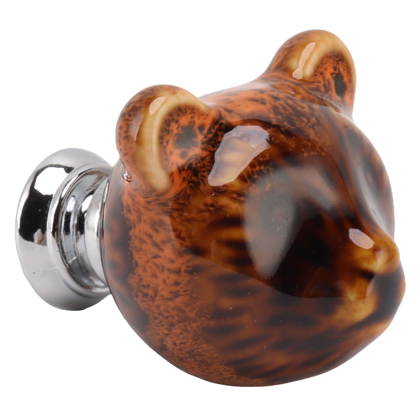 6PCS Bear Door Knob Orange Zinc Alloy Ceramic Decorative Bear Head Drawer Handle for Bedroom โ image 4