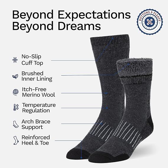 3 Pack Wool Socks for Men & Women Casual Warm Winter Cozy Thermal Socks M — image 2