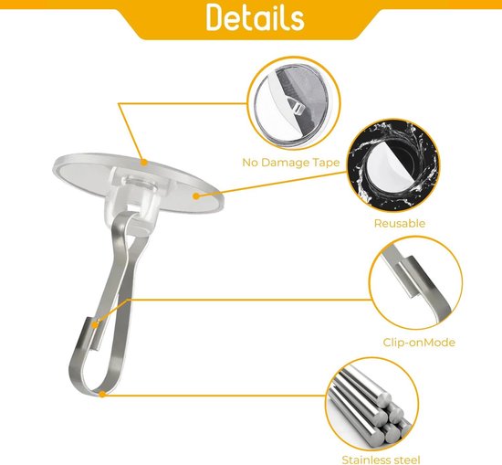 Hooks - (100 pieces per pack) - Self-adhesive hooks - Self-adhesive ceiling hooks - Super strong adhesion - Small and transparent - Will not damage walls - No โ image 2