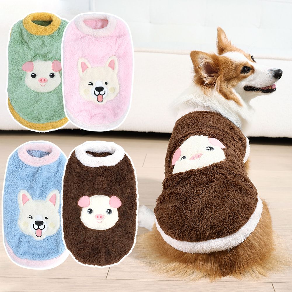 Dog Vest Fleece Winter Warm Pet Clothing Happy piggy style [pink] 4xl [recommended 11-13kg ] — image 4