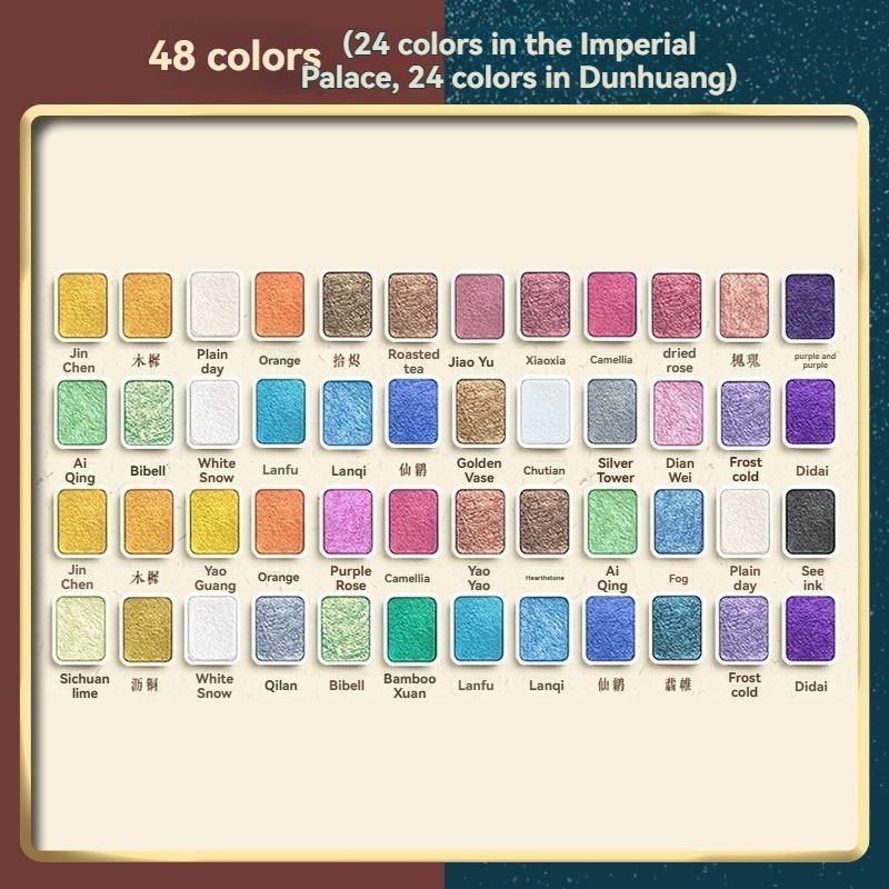 Pearlescent Watercolor Solid Paint Set Art Supplies Watercolor Paints Luminous - Multi-color - Size 60 — image 5