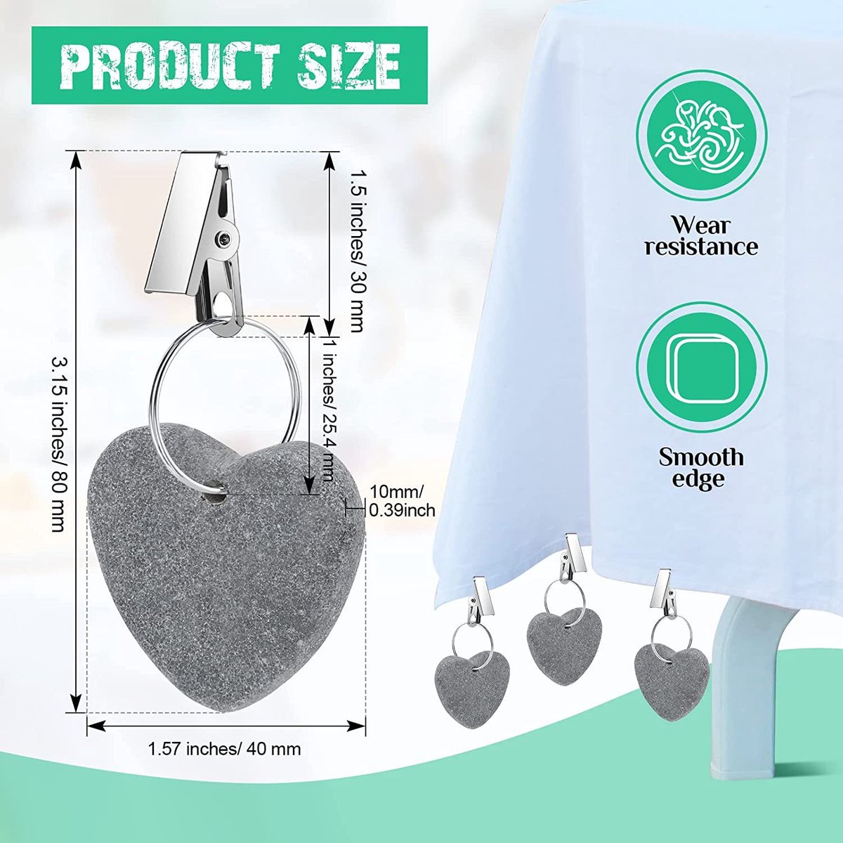 Table Weights - 6 pieces - Heavy Tablecloth Weights - Marble - Tablecloth Weights - Gray — image 5