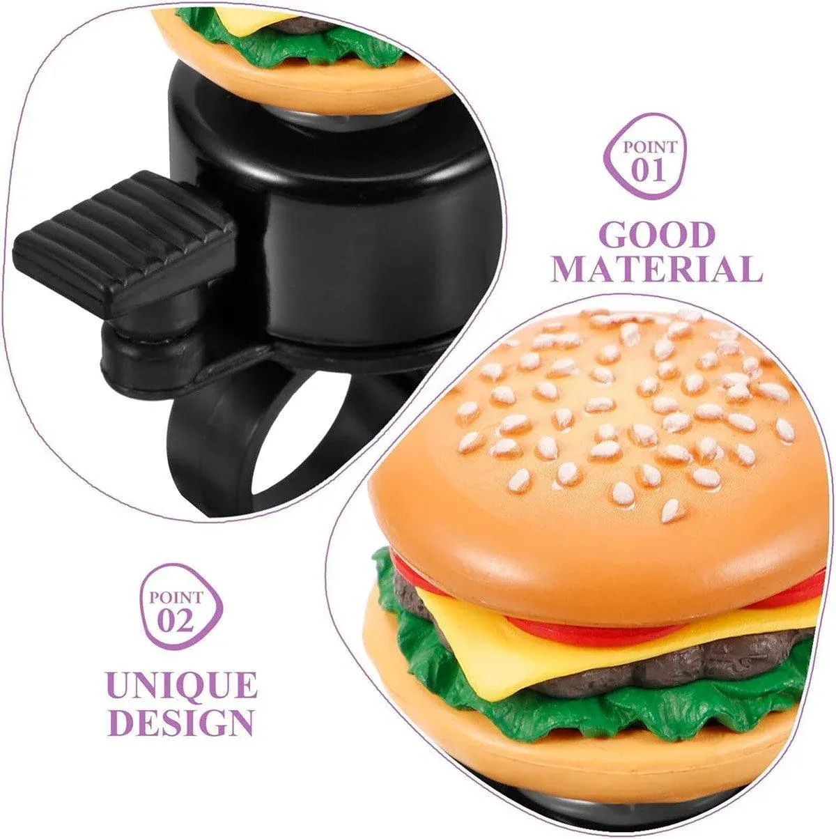 Cute Food Style Bicycle Bell Loud and Fun Handlebar Accessory - French fries — image 5
