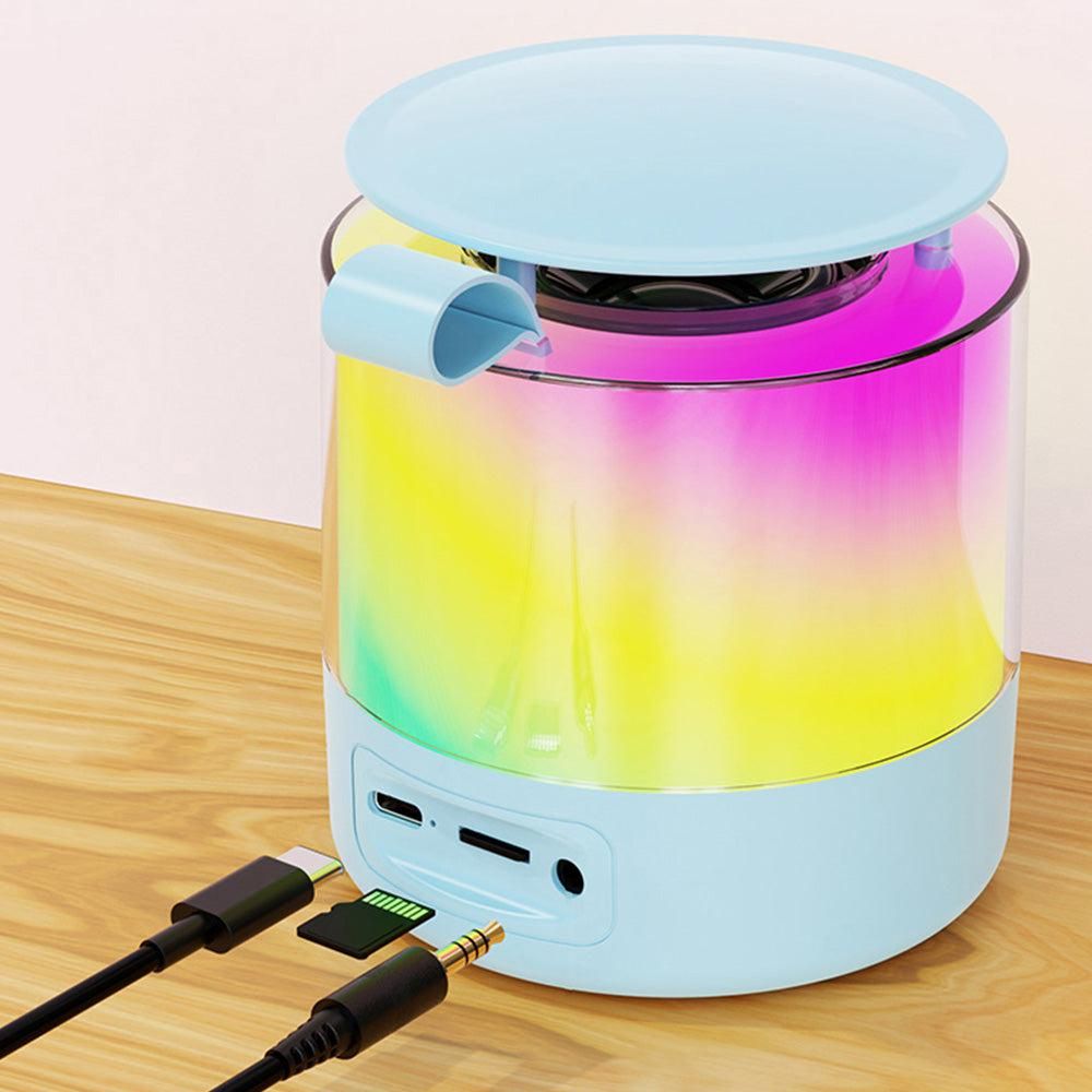 Bluetooth Karaoke Machine with 2 Wireless Microphones Mini Singing Speaker with Colorful Light Blue — image 3