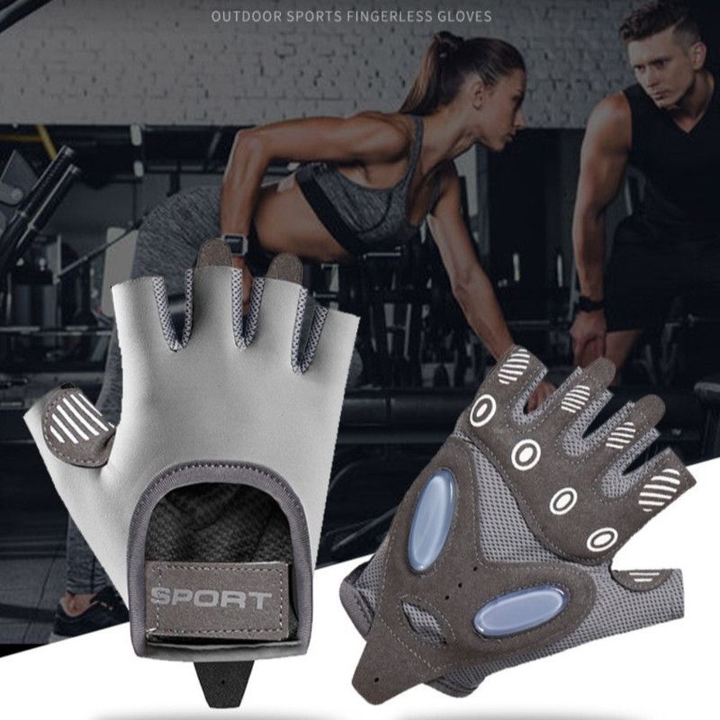 Gray - Size M - Women's Ice Silk Half-Finger Fitness Gloves, Silicone Shock-Absorbing, Anti-Slip, Breathable Sports Gloves — image 5