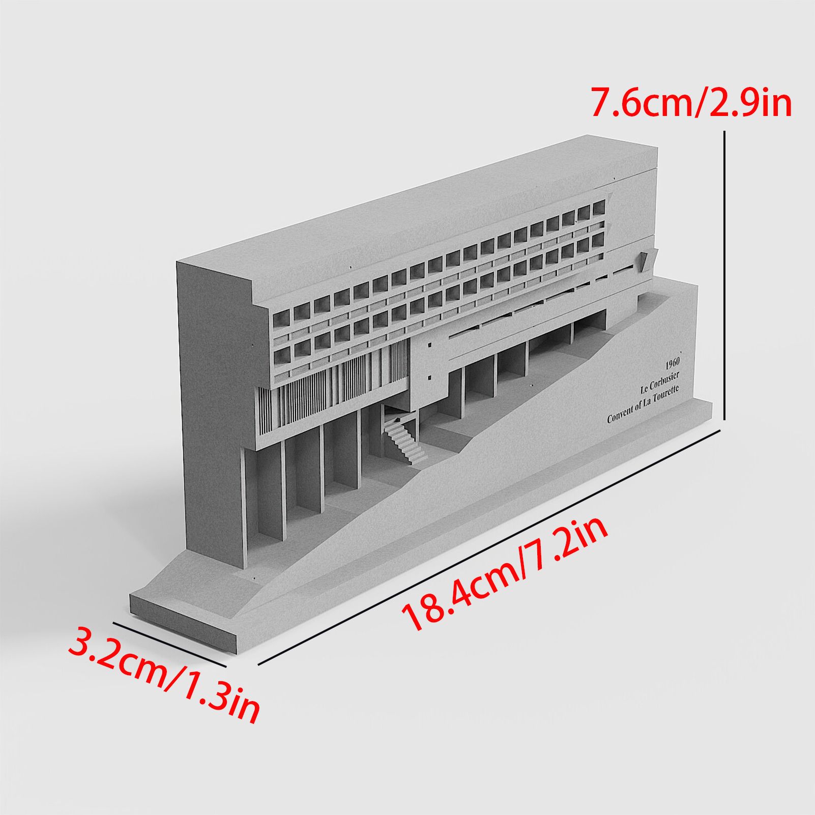La Tourette Convent Concrete Architectural Model Modernist Masterpiece Replica for Desk Decor & Collectors（White） — image 6